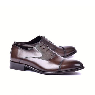 Corrente 5256 Men's Shoes Brown Deer-Skin Leather Dress/Formal Cap-Toe Oxfords (CRT1459)-AmbrogioShoes