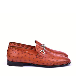 Corrente 5405 Ostrich Horse-Bit Loafer - Dark Orange-AmbrogioShoes