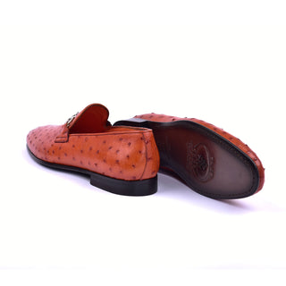 Corrente 5405 Ostrich Horse-Bit Loafer - Dark Orange-AmbrogioShoes