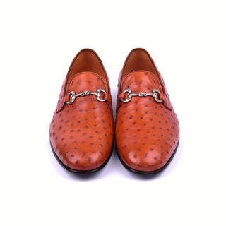 Corrente 5405 Ostrich Horse-Bit Loafer - Dark Orange-AmbrogioShoes