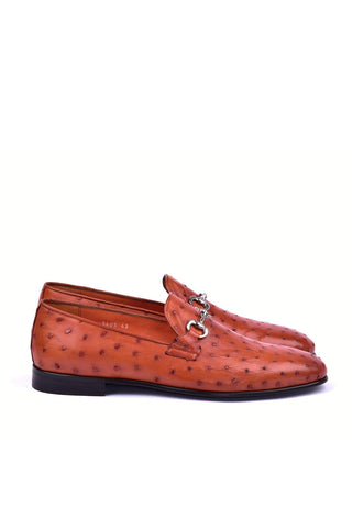 Corrente 5405 Ostrich Horse-Bit Loafer - Dark Orange-AmbrogioShoes