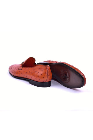 Corrente 5405 Ostrich Horse-Bit Loafer - Dark Orange-AmbrogioShoes