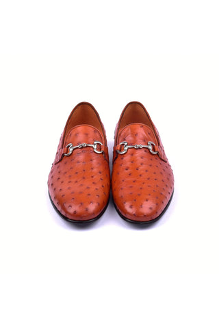 Corrente 5405 Ostrich Horse-Bit Loafer - Dark Orange-AmbrogioShoes