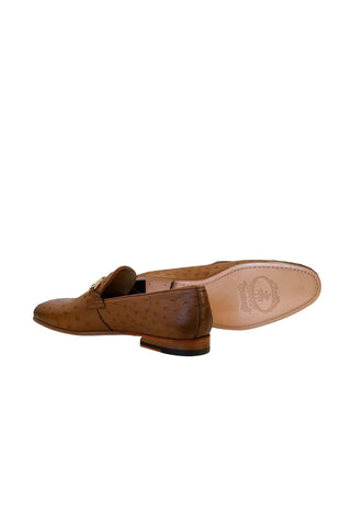 Corrente 5405 Ostrich Horse-Bit Loafer - Tan-AmbrogioShoes
