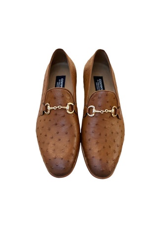 Corrente 5405 Ostrich Horse-Bit Loafer - Tan-AmbrogioShoes