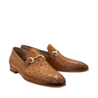 Corrente 5405 Ostrich Horse-Bit Loafer - Tan-AmbrogioShoes