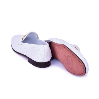 Corrente 5405 Ostrich Horse-Bit Loafer - White-AmbrogioShoes