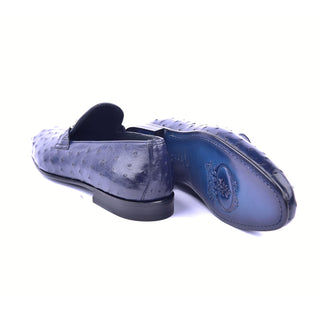 Corrente 5405 Ostrich Skin Horse-Bit Loafer - Navy-AmbrogioShoes