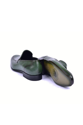 Corrente 5470HS Leather Tassel Loafer - Green-AmbrogioShoes