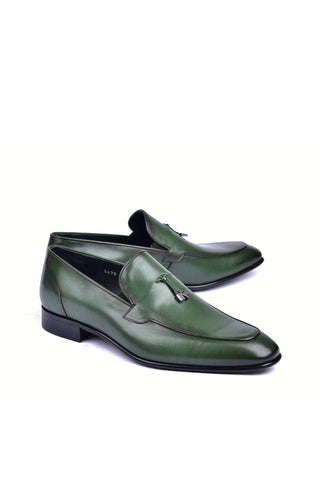 Corrente 5470HS Leather Tassel Loafer - Green-AmbrogioShoes