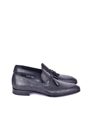 Corrente 5509 Leather Tassel Loafer - Black-AmbrogioShoes
