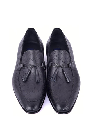 Corrente 5509 Leather Tassel Loafer - Black-AmbrogioShoes