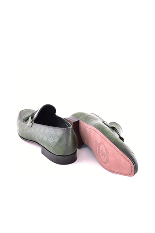 Corrente 5509 Leather Tassel Loafer - Green-AmbrogioShoes