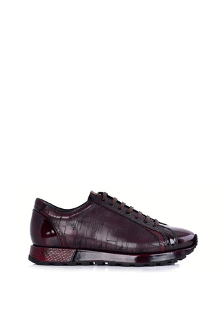 Corrente 5581L Leather Sneaker - Burgundy-AmbrogioShoes