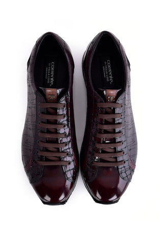 Corrente 5581L Leather Sneaker - Burgundy-AmbrogioShoes