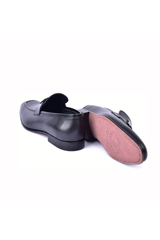 Corrente 5760 Leather Buckle Loafer - Black-AmbrogioShoes
