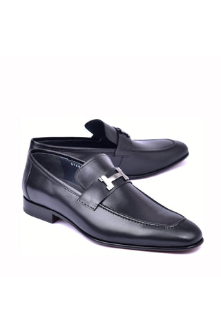 Corrente 5760 Leather Buckle Loafer - Black-AmbrogioShoes