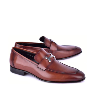 Corrente 5760 Leather Buckle Loafer - Tan-AmbrogioShoes