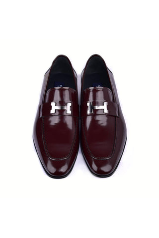Corrente 5760 Patent Buckle Loafer - Burgundy-AmbrogioShoes