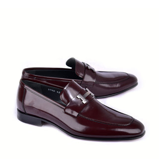Corrente 5760 Patent Buckle Loafer - Burgundy-AmbrogioShoes
