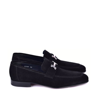 Corrente 5760S Suede Loafer - Black-AmbrogioShoes
