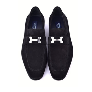 Corrente 5760S Suede Loafer - Black-AmbrogioShoes