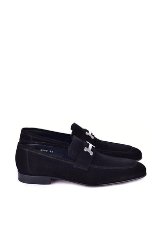 Corrente 5760S Suede Loafer - Black-AmbrogioShoes