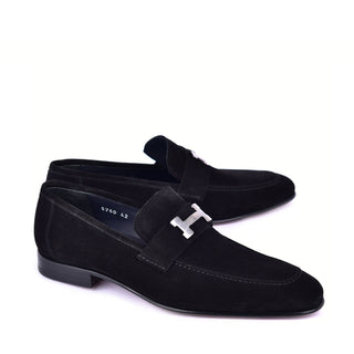 Corrente 5760S Suede Loafer - Black-AmbrogioShoes