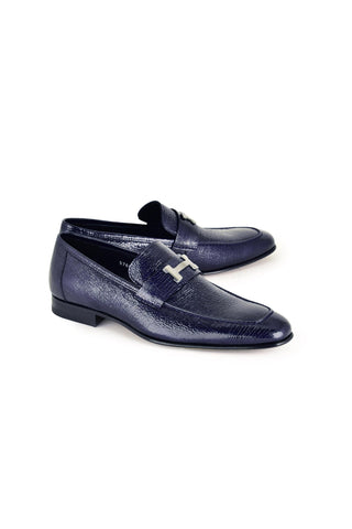 Corrente 5760V Vita Leather Loafer - Navy-AmbrogioShoes