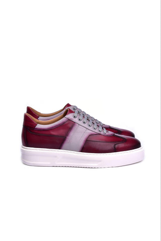 Corrente 5769 Leather Sneaker - Burgundy-AmbrogioShoes