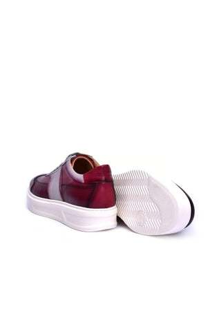 Corrente 5769 Leather Sneaker - Burgundy-AmbrogioShoes