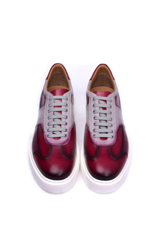 Corrente 5769 Leather Sneaker - Burgundy-AmbrogioShoes