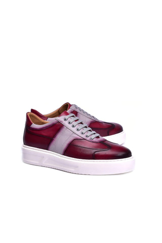 Corrente 5769 Leather Sneaker - Burgundy-AmbrogioShoes