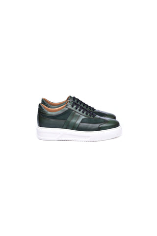 Corrente 5769 Leather Sneaker - Green-AmbrogioShoes