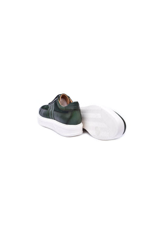 Corrente 5769 Leather Sneaker - Green-AmbrogioShoes