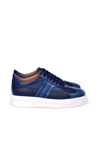 Corrente 5769 Leather Sneaker - Navy-AmbrogioShoes