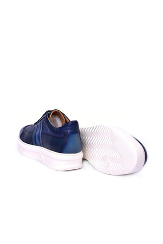 Corrente 5769 Leather Sneaker - Navy-AmbrogioShoes