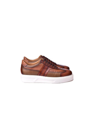 Corrente 5769 Leather Sneaker - Tan-AmbrogioShoes