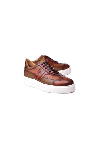Corrente 5769 Leather Sneaker - Tan-AmbrogioShoes
