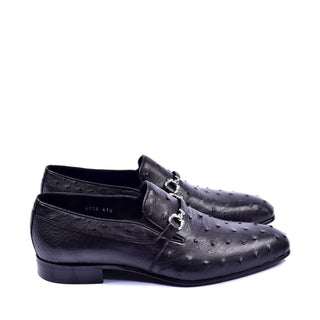 Corrente 5776 Men's Shoes Exotic Ostrich Skin & Calf-Skin Horse-Bit Loafer (CRT1377)-AmbrogioShoes