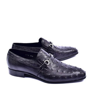 Corrente 5776 Men's Shoes Exotic Ostrich Skin & Calf-Skin Horse-Bit Loafer (CRT1377)-AmbrogioShoes