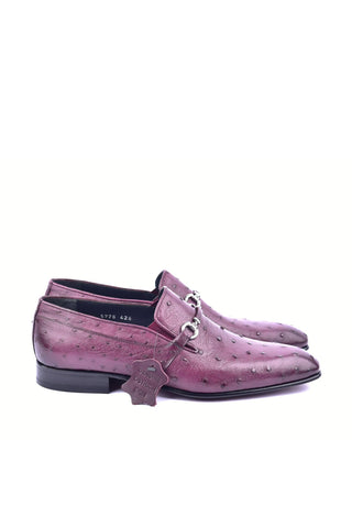 Corrente 5776 Ostrich Horse-Bit Loafers - Burgundy-AmbrogioShoes