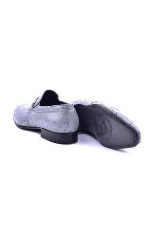 Corrente 5776 Ostrich Horse-Bit Loafers - Gray-AmbrogioShoes