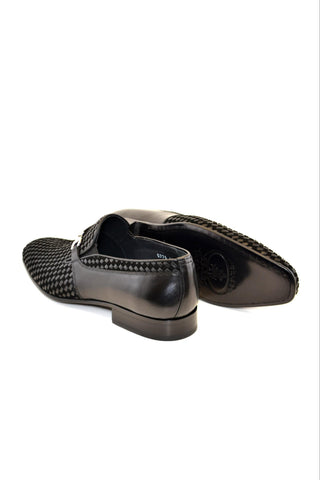 Corrente 5776 Suede & Leather Horse-Bit Loafer - Black-AmbrogioShoes