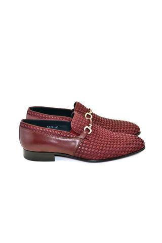 Corrente 5776 Suede & Leather Horse-Bit Loafer - Burgundy-AmbrogioShoes