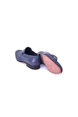 Corrente 5776 Suede & Leather Horse-Bit Loafer - Navy-AmbrogioShoes