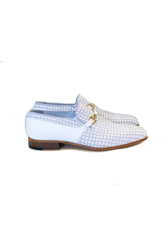 Corrente 5776 Suede & Leather Horse-Bit Loafer - White-AmbrogioShoes