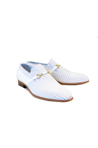 Corrente 5776 Suede & Leather Horse-Bit Loafer - White-AmbrogioShoes