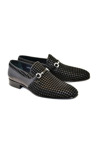 Corrente 5776 Woven Suede & Calf-Skin Leather Horse-Bit Loafers (CRT1216)