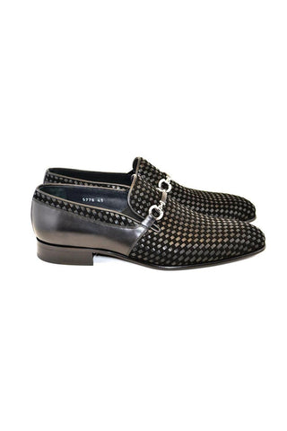 Corrente 5776 Woven Suede / Leather Horse-Bit Loafer-AmbrogioShoes